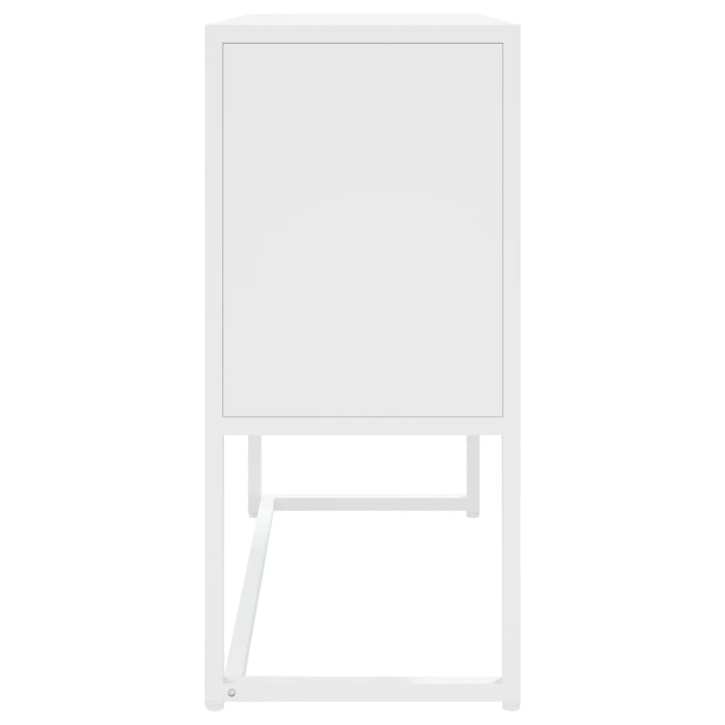 skænk 75x35x75 cm stål og glas hvid