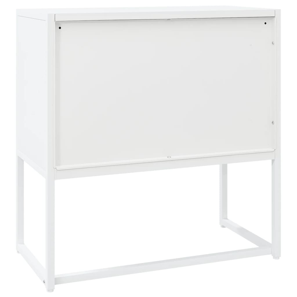 skænk 75x35x75 cm stål og glas hvid