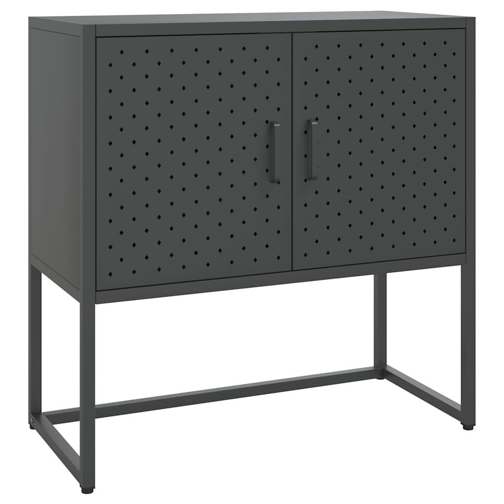 skænk 75x35x75 cm stål og glas antracitgrå