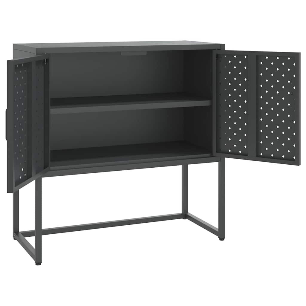 skænk 75x35x75 cm stål og glas antracitgrå