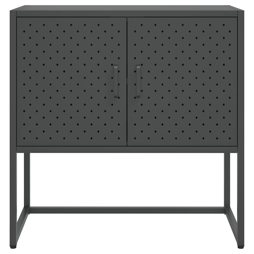 skænk 75x35x75 cm stål og glas antracitgrå