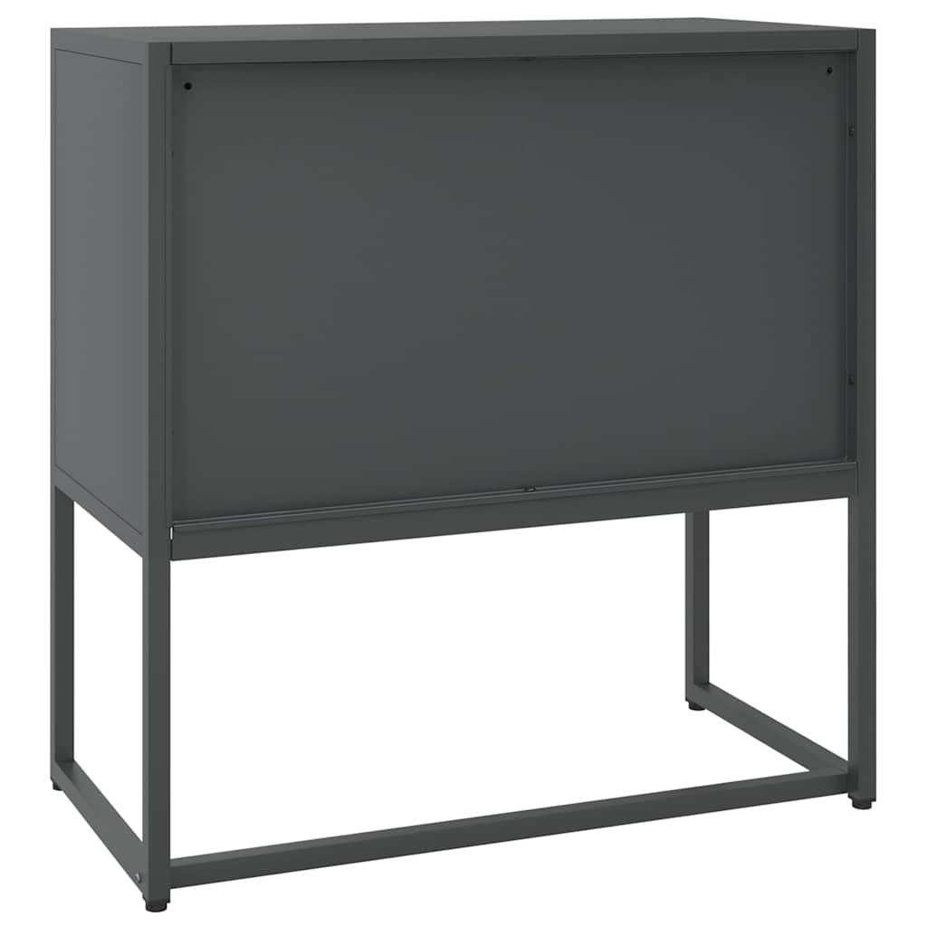 skænk 75x35x75 cm stål og glas antracitgrå