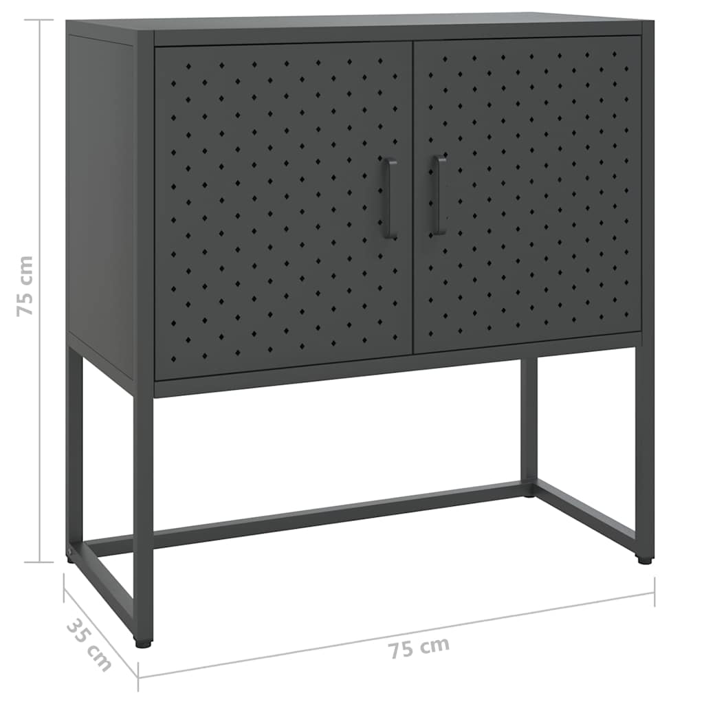 skænk 75x35x75 cm stål og glas antracitgrå