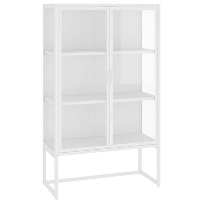 højskab 80x35x135 cm stål og hærdet glas hvid