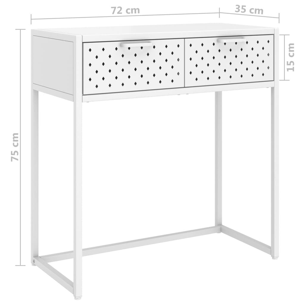 konsolbord 72x35x75 cm stål hvid