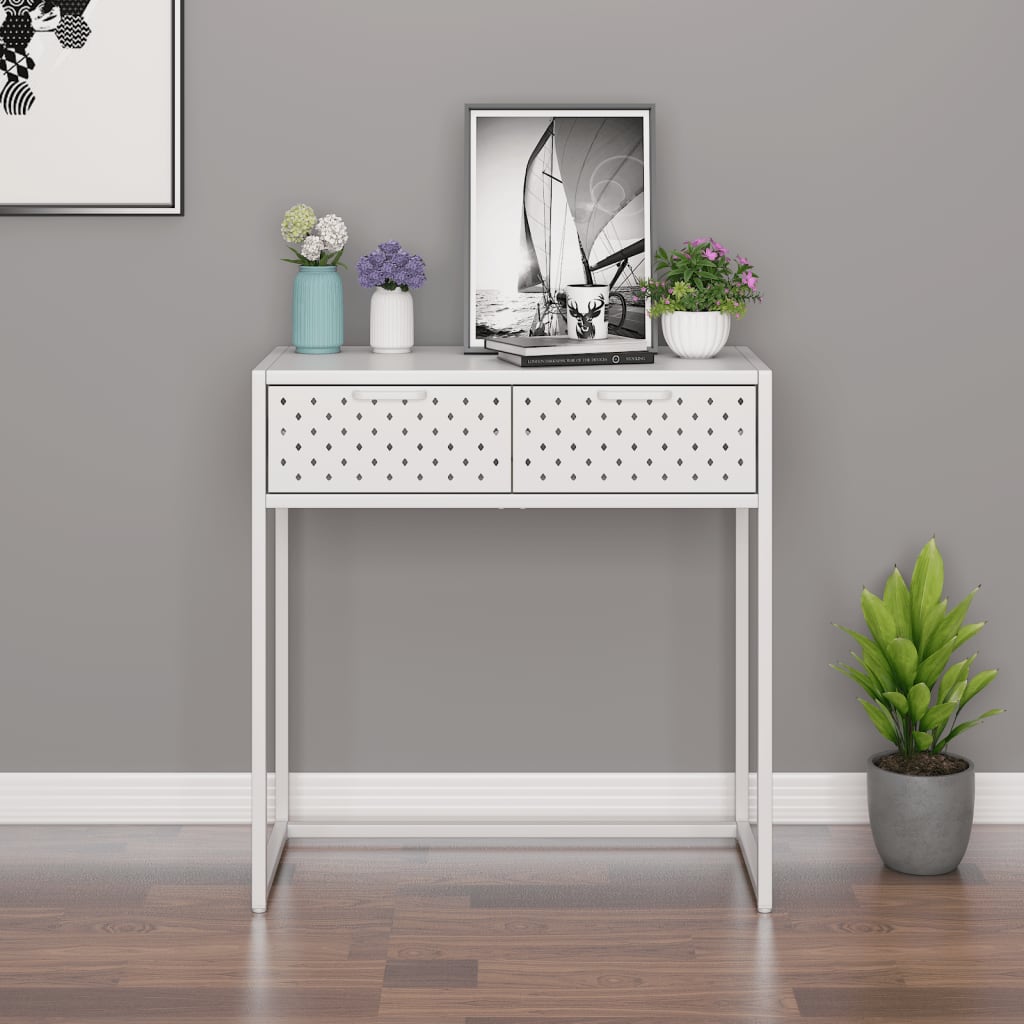 konsolbord 72x35x75 cm stål hvid