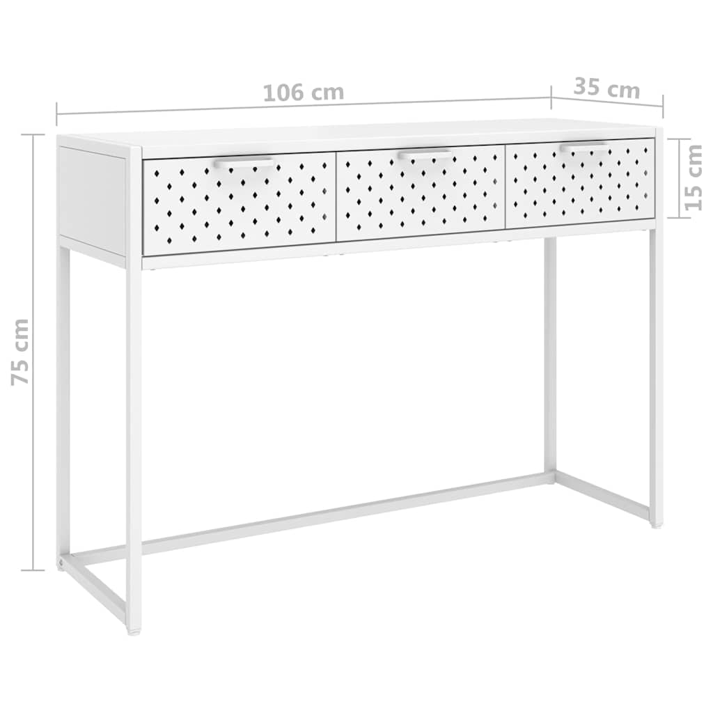 konsolbord 106x35x75 cm stål hvid