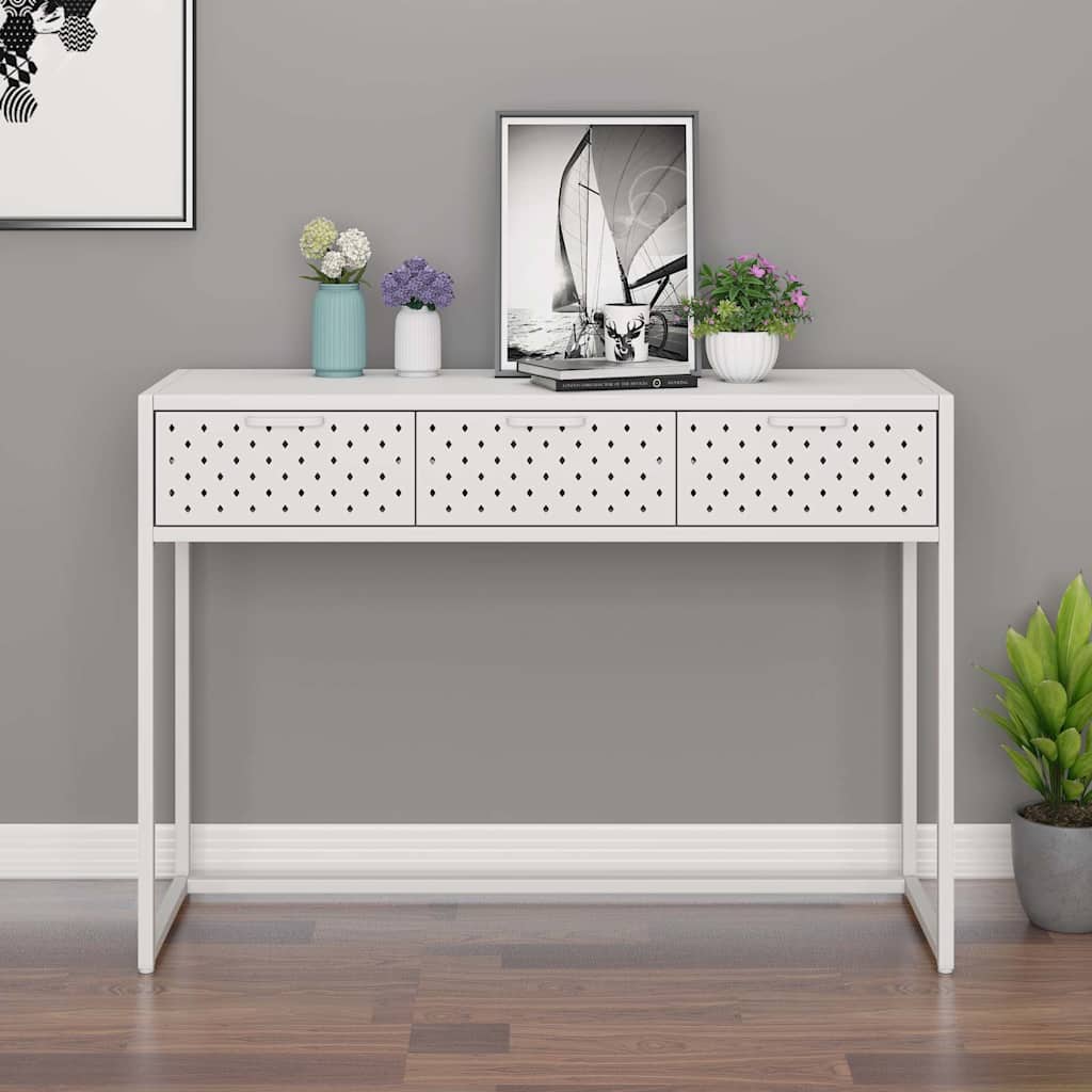 konsolbord 106x35x75 cm stål hvid
