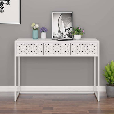 konsolbord 106x35x75 cm stål hvid