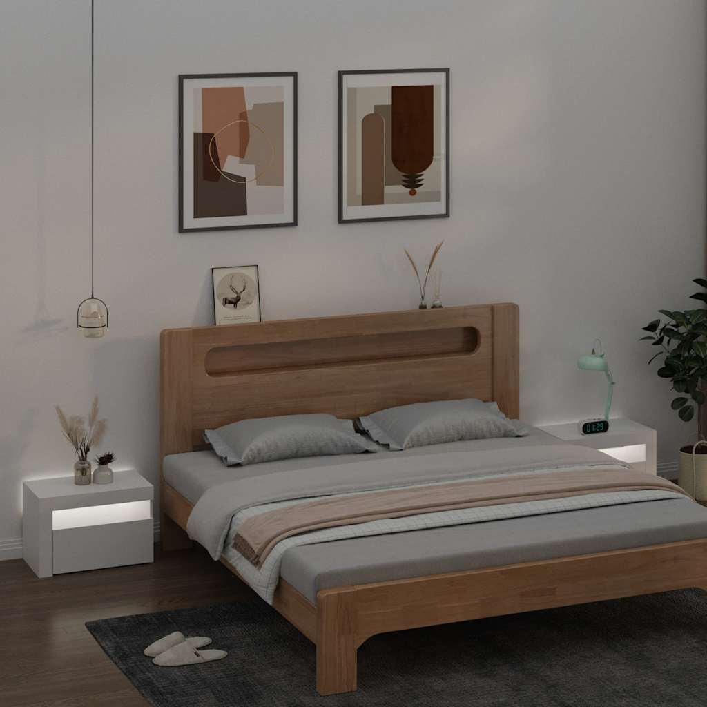 sengeborde med LED-lys 2 stk. 60x35x40 cm hvid