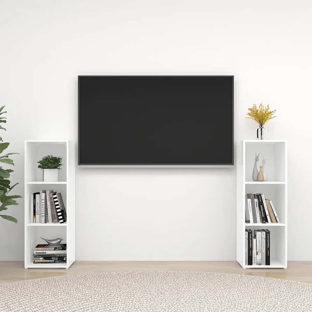 tv-skabe 2 stk. 107x35x37 cm konstrueret træ hvid