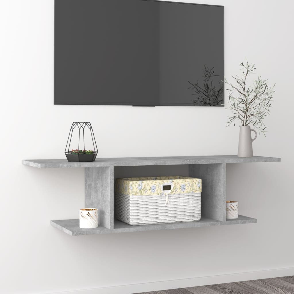 væghængt tv-skab 103x30x26,5 cm betongrå