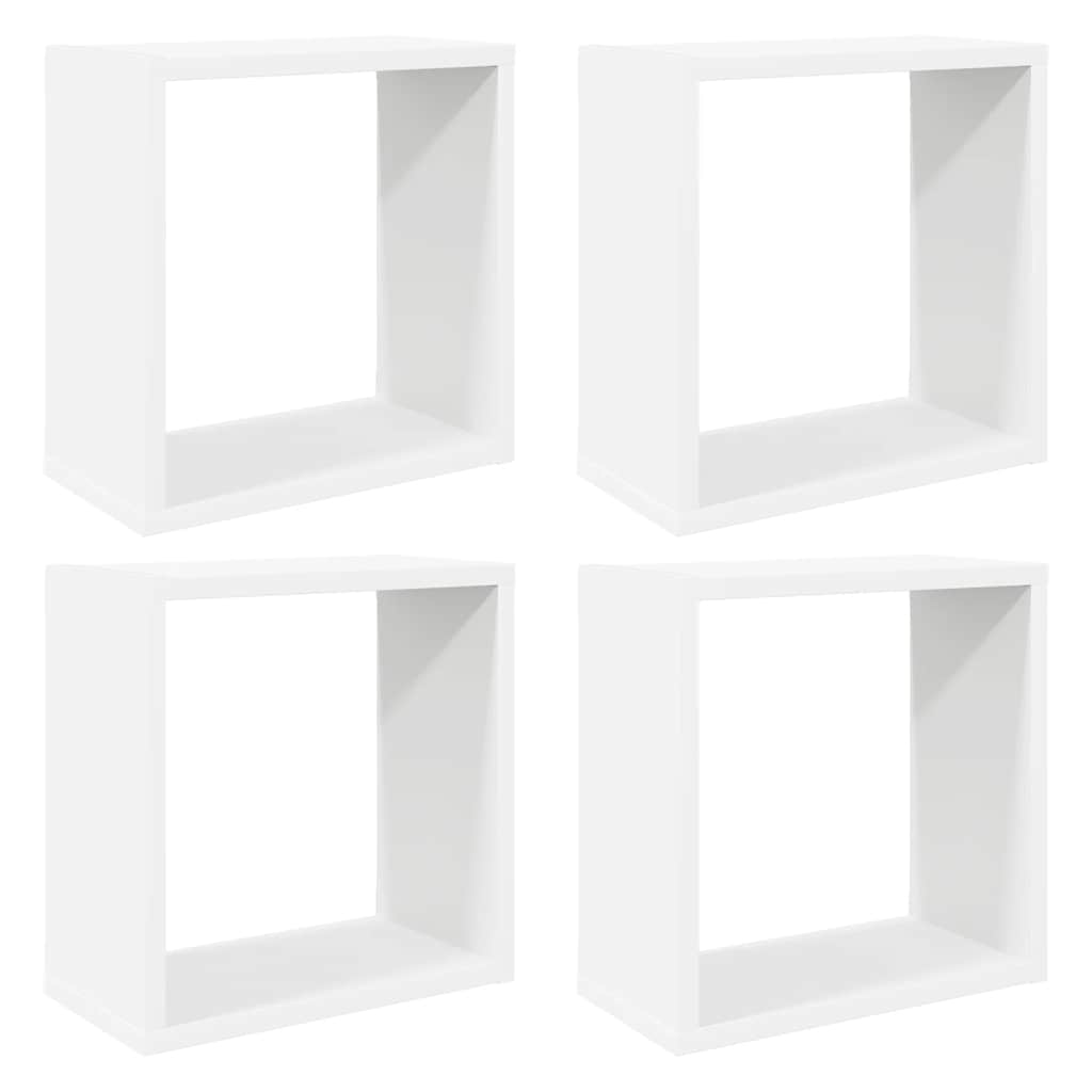 væghylder 4 stk. 30x15x30 cm kubeformet hvid