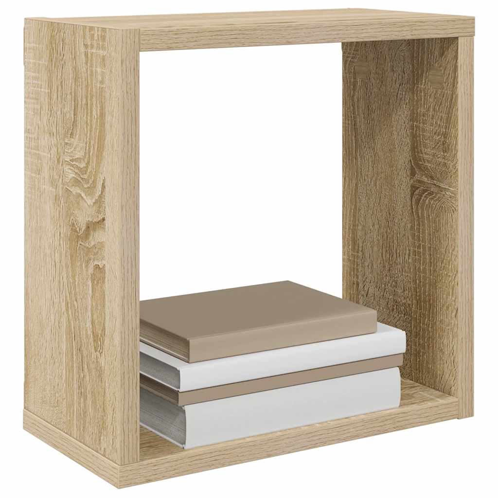 væghylder 6 stk. 30x15x30 cm kubeformet sonoma-eg