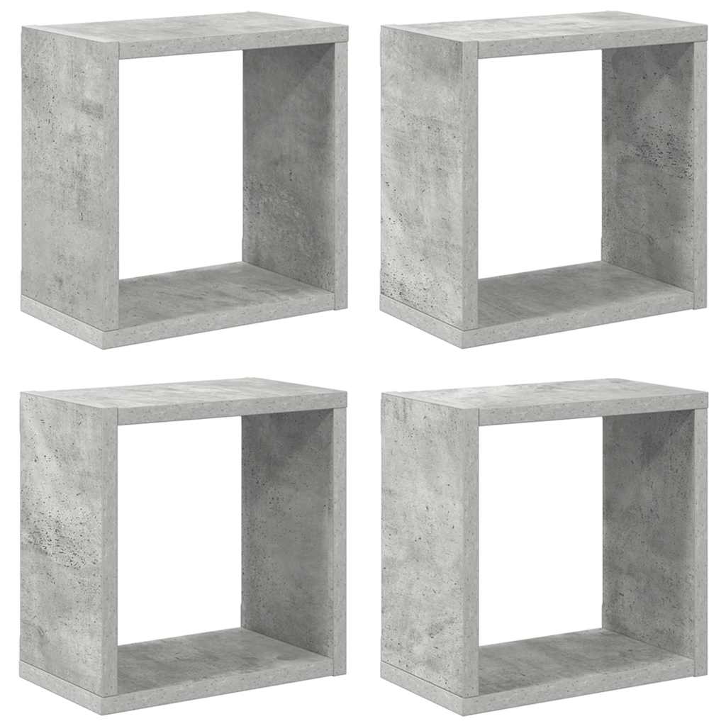væghylder 4 stk. 26x15x26 cm kubeformet betongrå