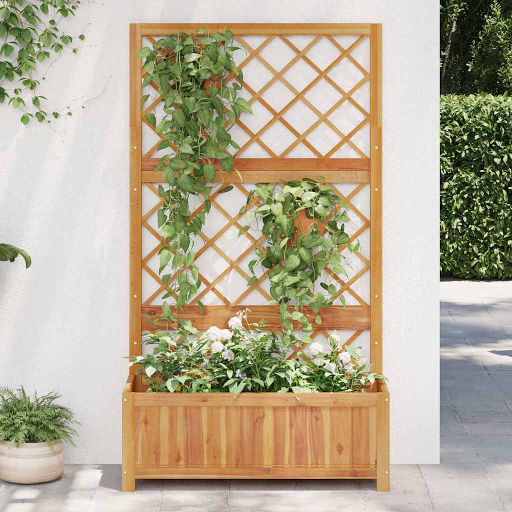 forhøjet plantekasse m. espalier 85x38x150 cm massivt akacietræ