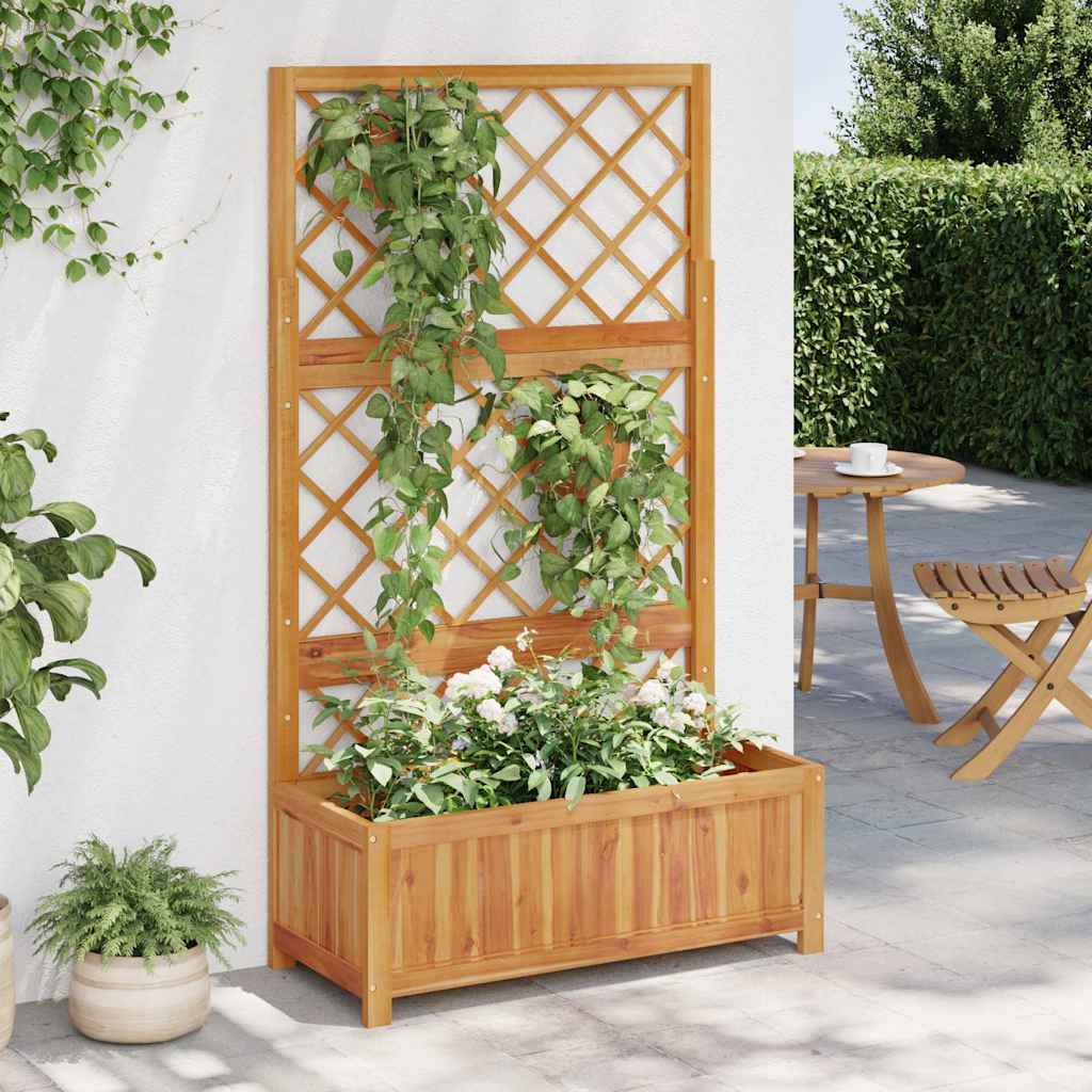 forhøjet plantekasse m. espalier 85x38x150 cm massivt akacietræ