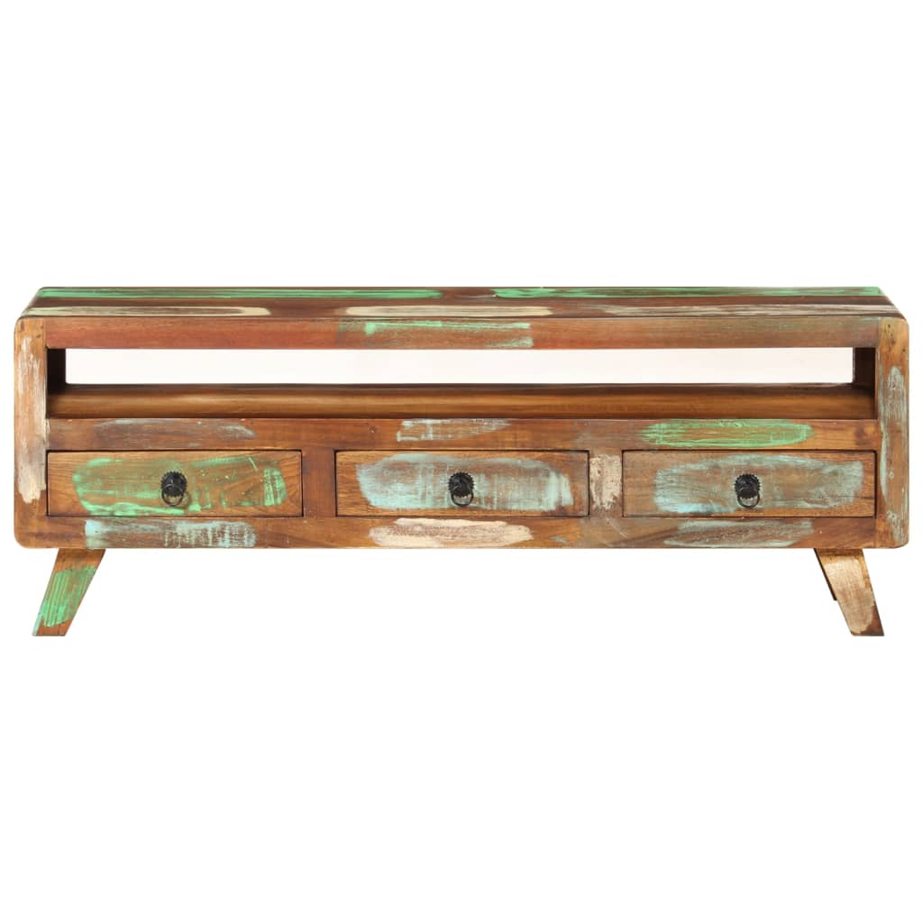 tv-bord 110x30x40 cm massivt genbrugstræ flerfarvet