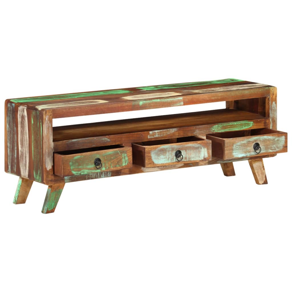 tv-bord 110x30x40 cm massivt genbrugstræ flerfarvet