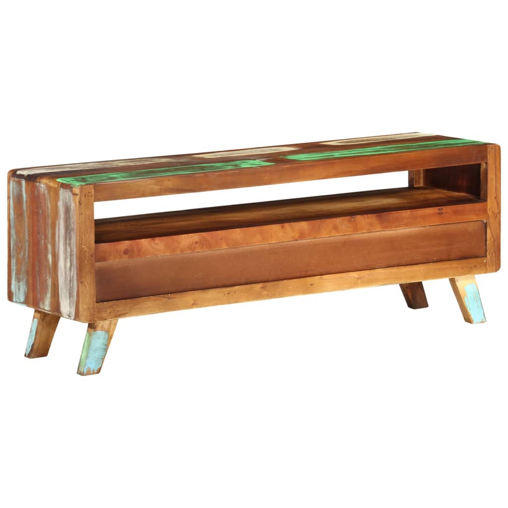tv-bord 110x30x40 cm massivt genbrugstræ flerfarvet