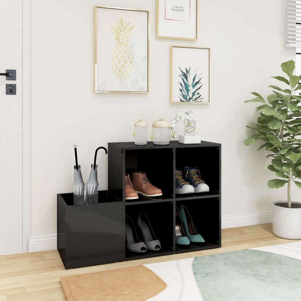 skoskab 105x35,5x70 cm konstrueret træ grå højglans