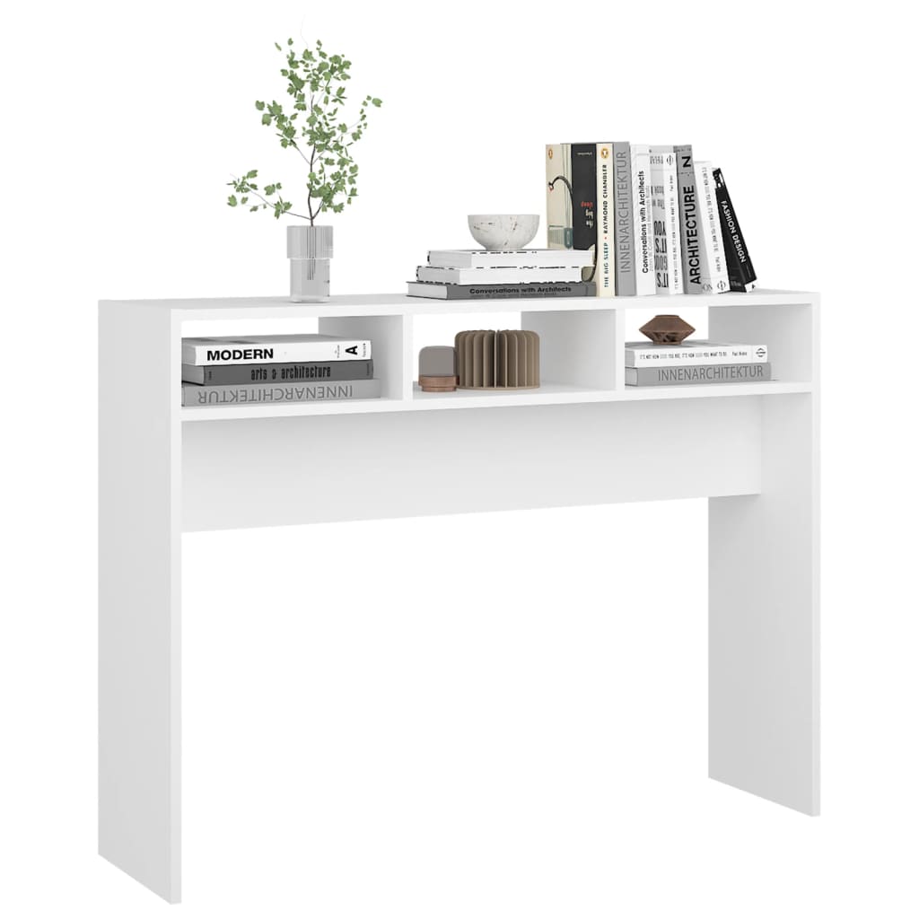 konsolbord 105x30x80 cm konstrueret træ hvid