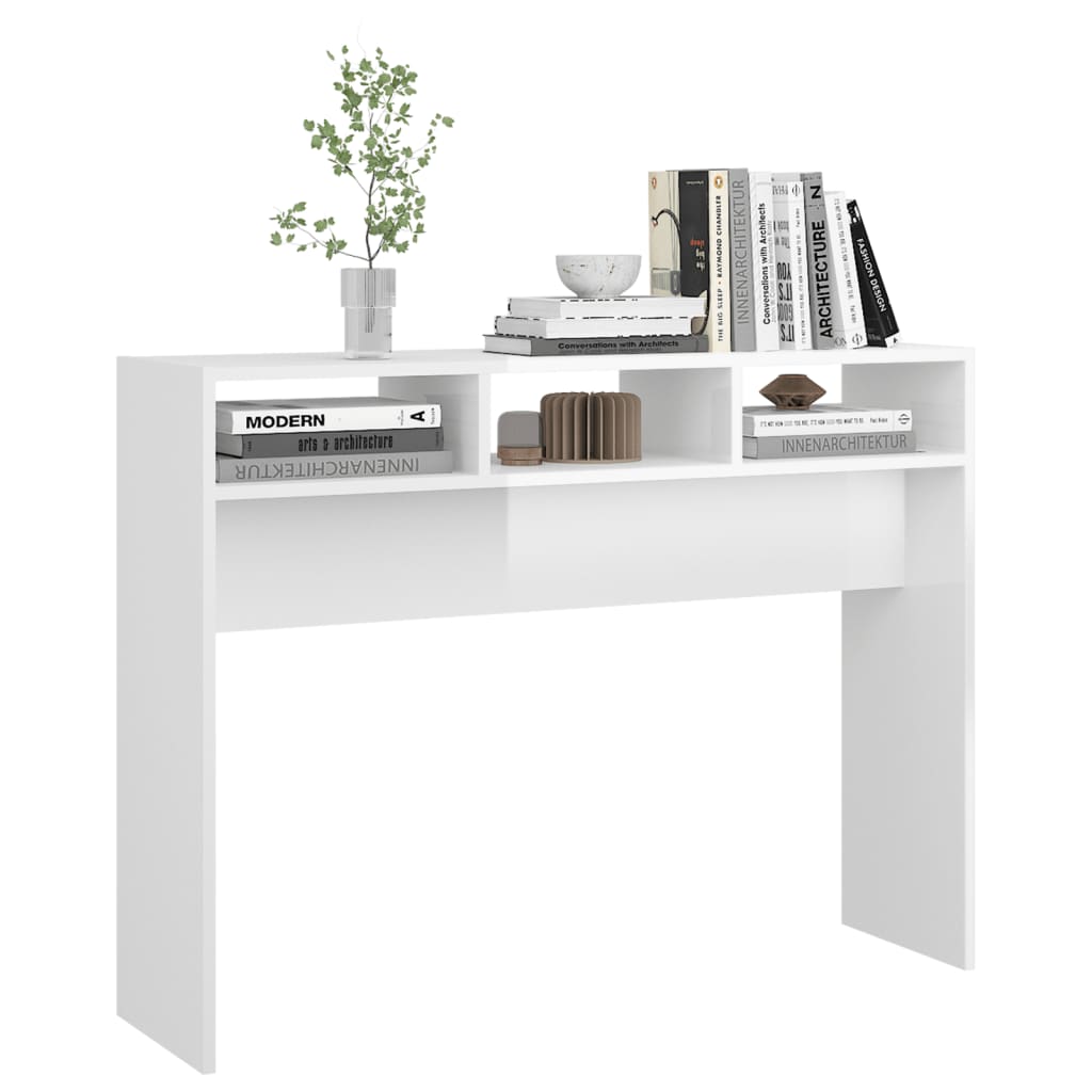 konsolbord 105x30x80 cm konstrueret træ hvid højglans
