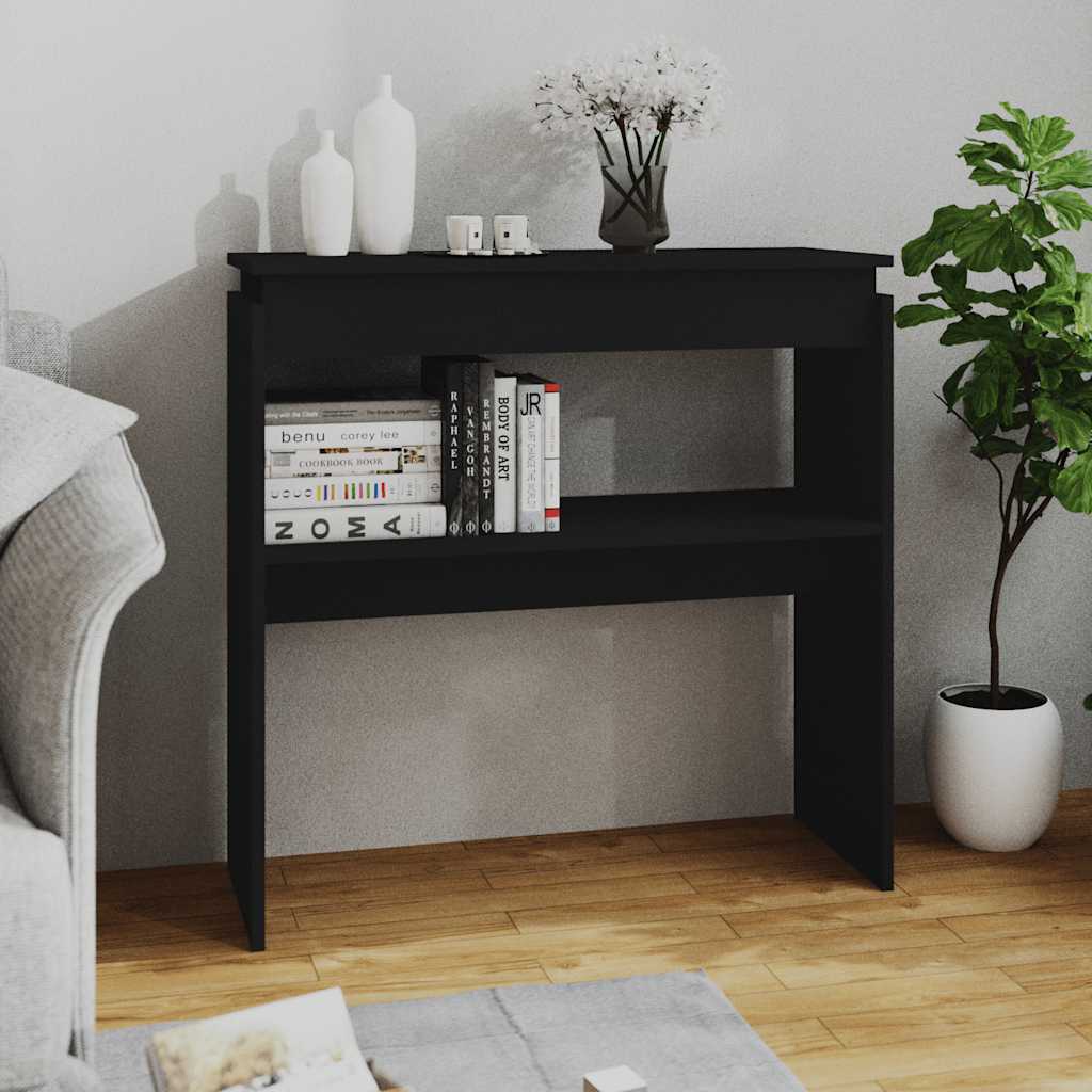 konsolbord 80x30x80 cm konstrueret træ sort