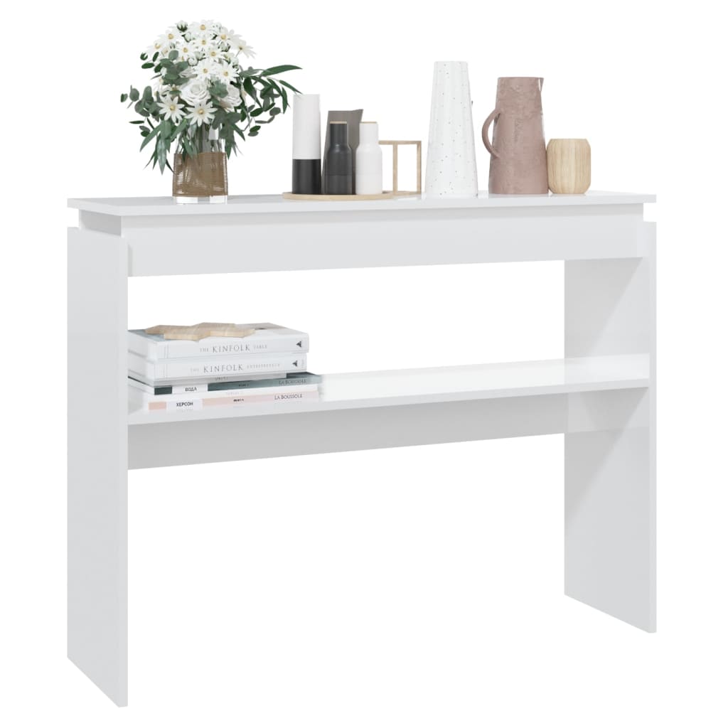 konsolbord 102x30x80 cm konstrueret træ hvid højglans
