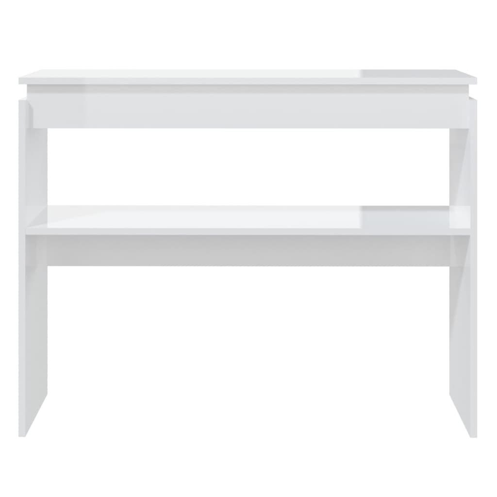 konsolbord 102x30x80 cm konstrueret træ hvid højglans