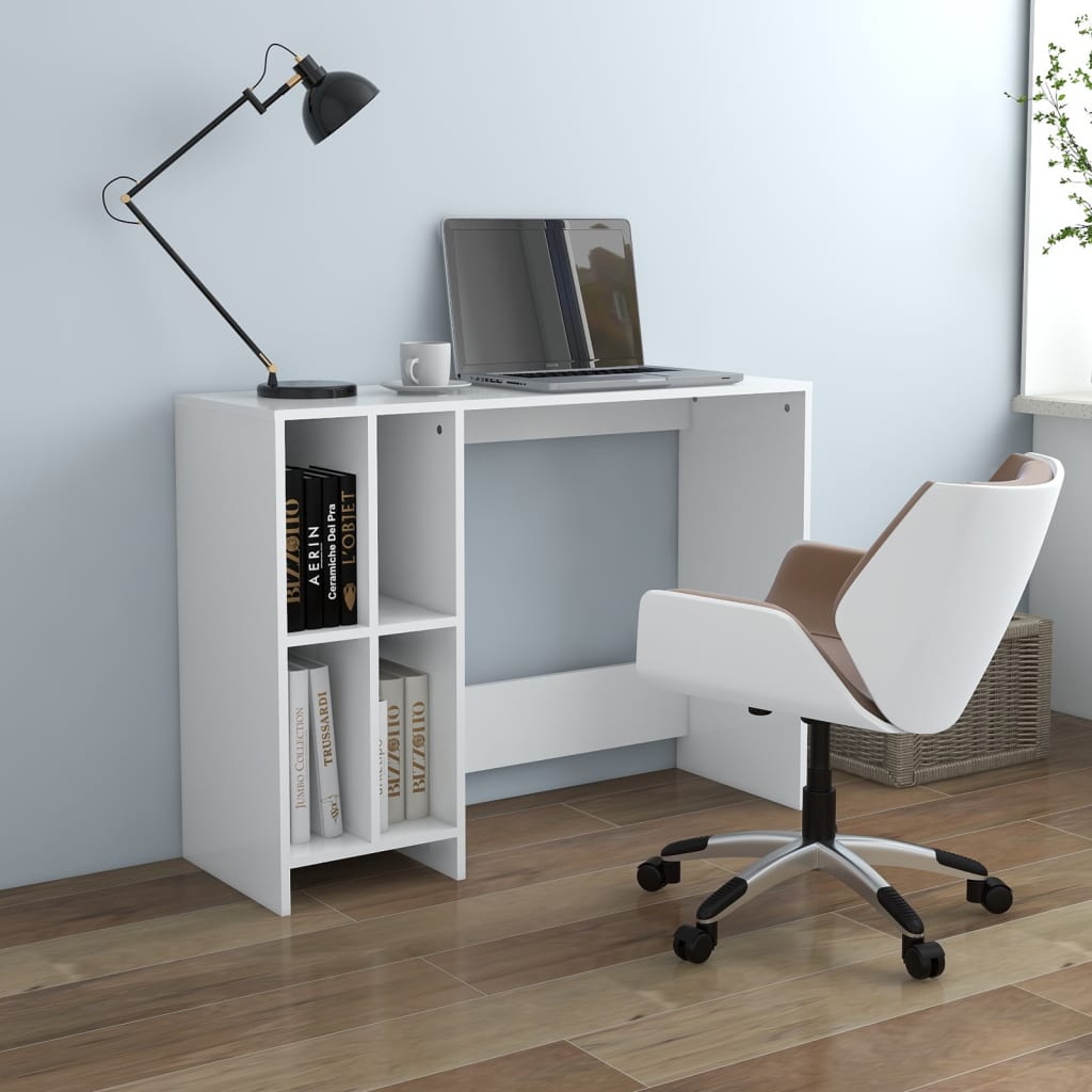 skrivebord 102,5x35x75 cm konstrueret træ hvid