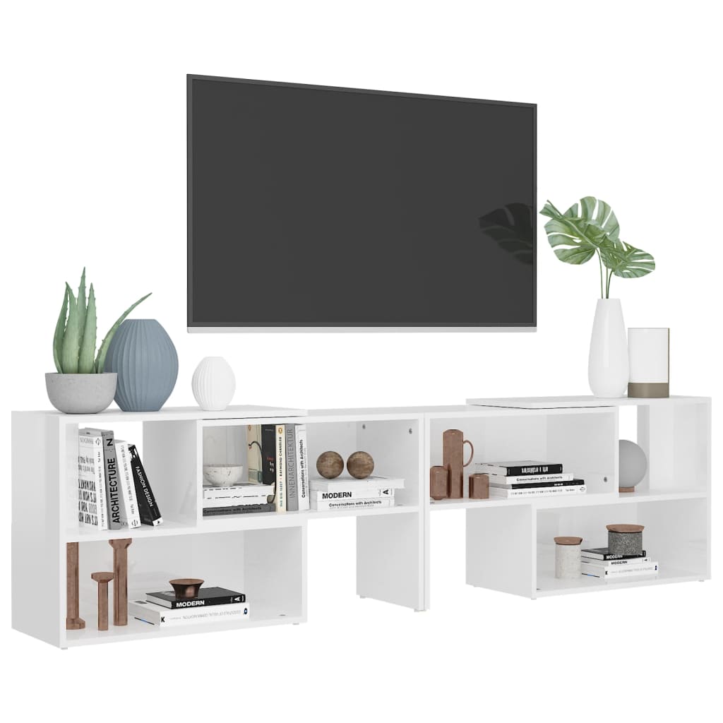 tv-skab 149x30x52 cm konstrueret træ hvid højglans