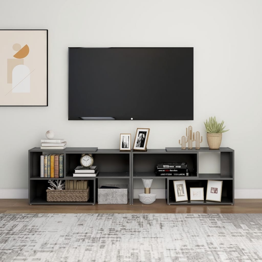 tv-skab 149x30x52 cm konstrueret træ grå højglans