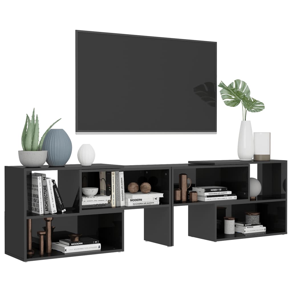 tv-skab 149x30x52 cm konstrueret træ grå højglans