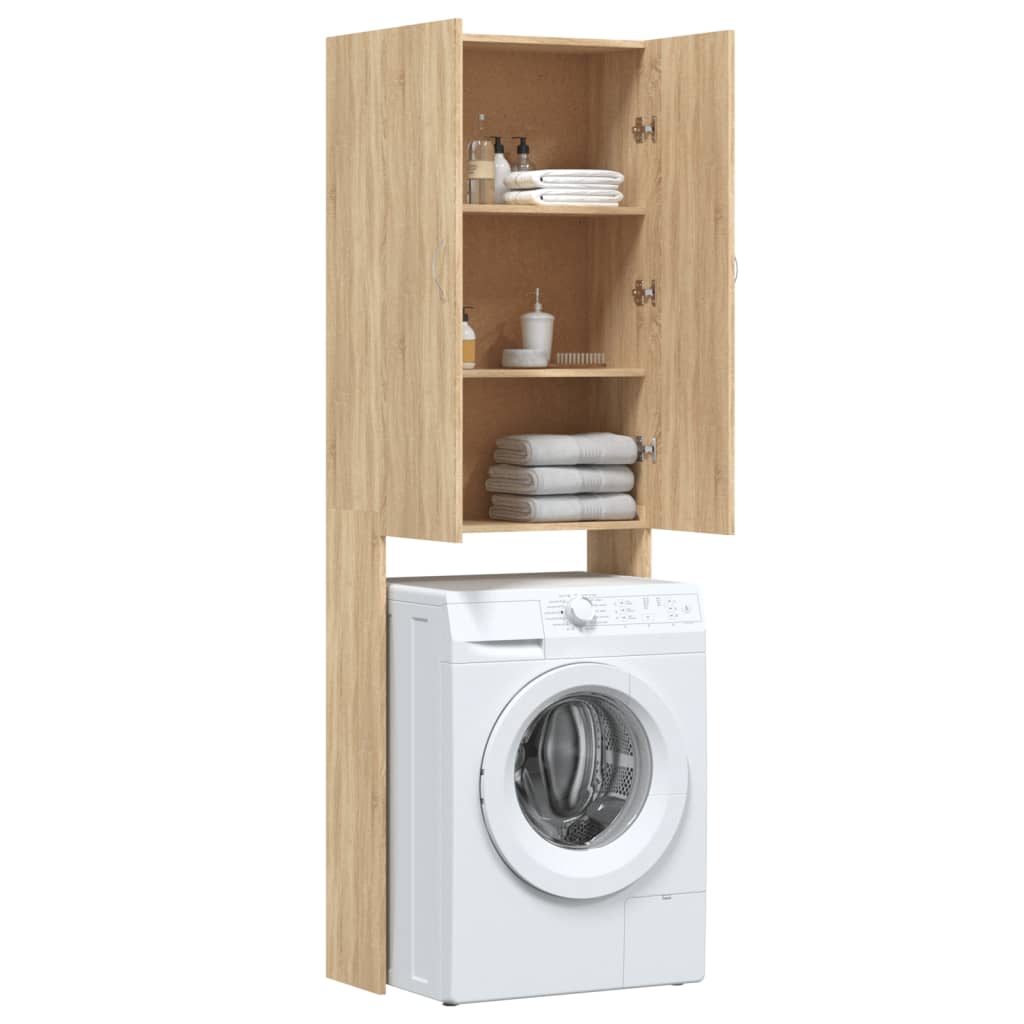 vaskemaskineskab 64x25,5x190 cm sonoma-eg