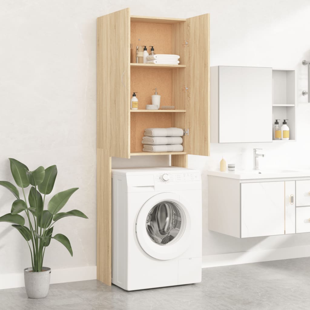 vaskemaskineskab 64x25,5x190 cm sonoma-eg