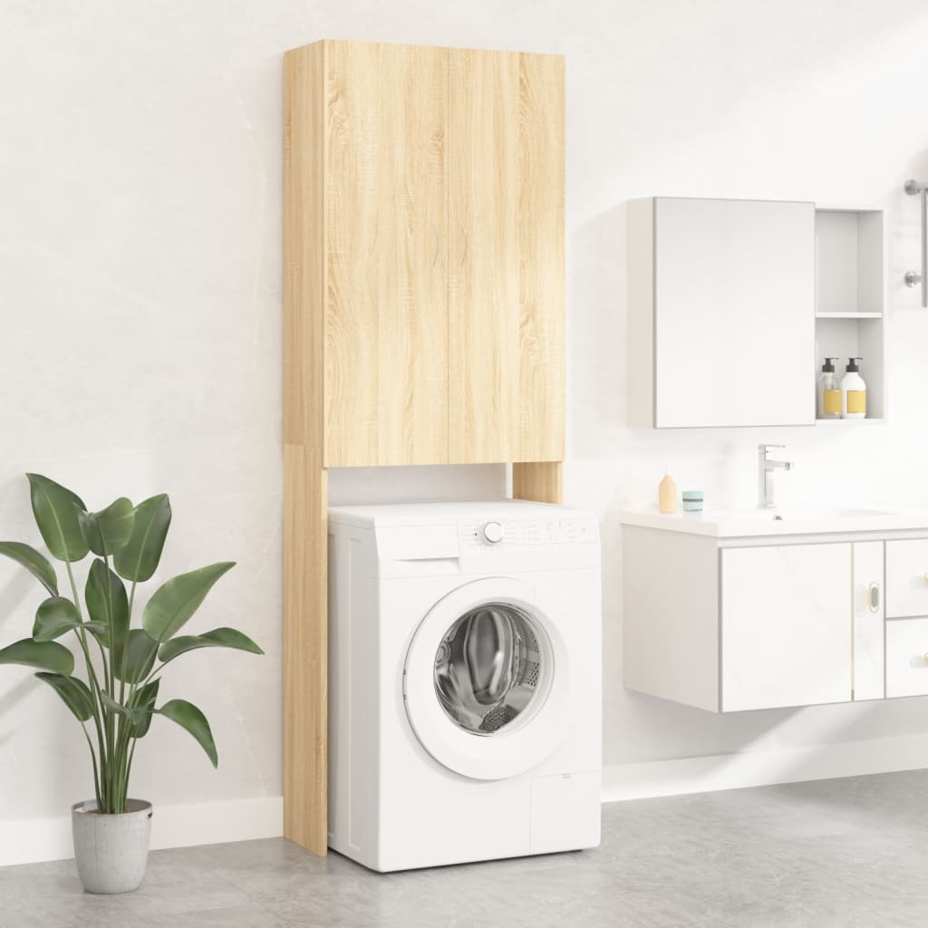 vaskemaskineskab 64x25,5x190 cm sonoma-eg