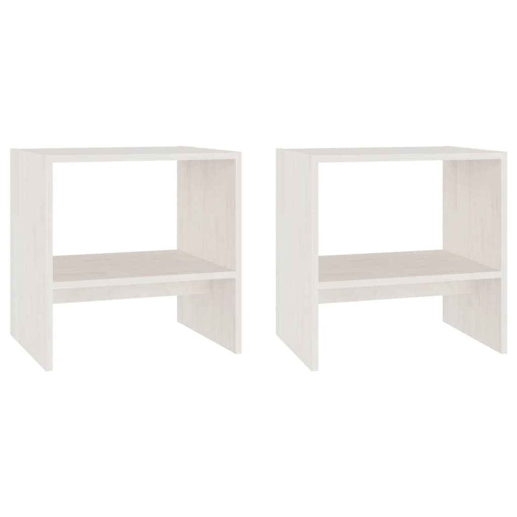 sengeskabe 2 stk. 40x30,5x40 cm massivt fyrretræ hvid