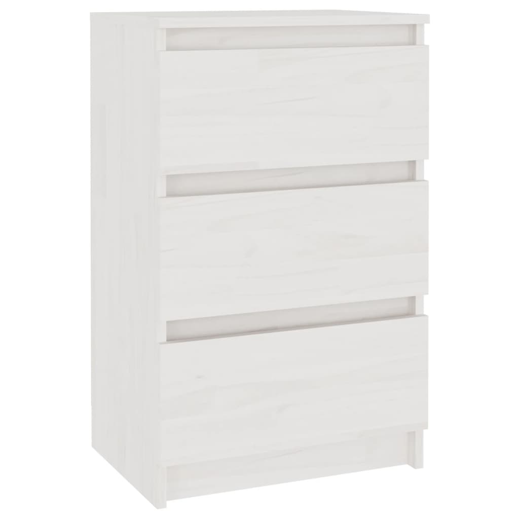 sengebord 40x29,5x64 cm massivt fyrretræ hvid