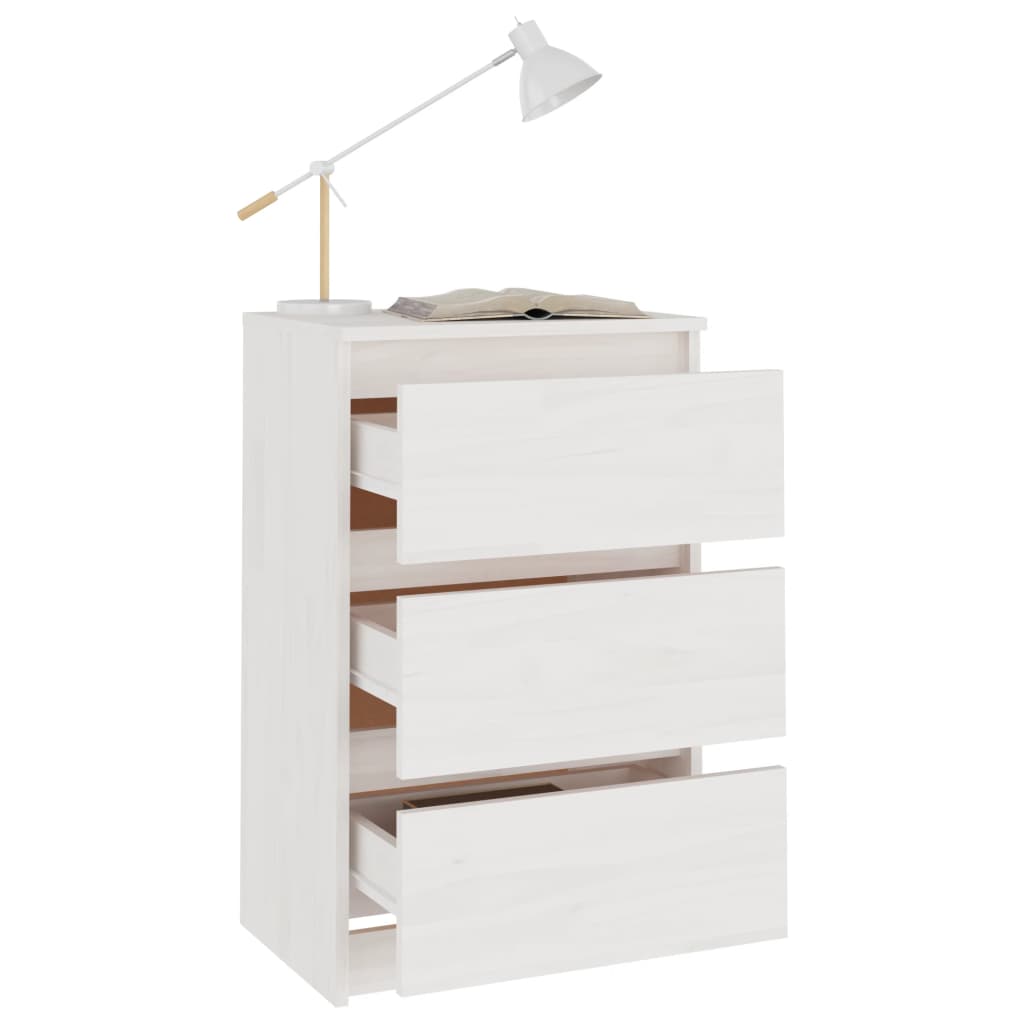 sengebord 40x29,5x64 cm massivt fyrretræ hvid