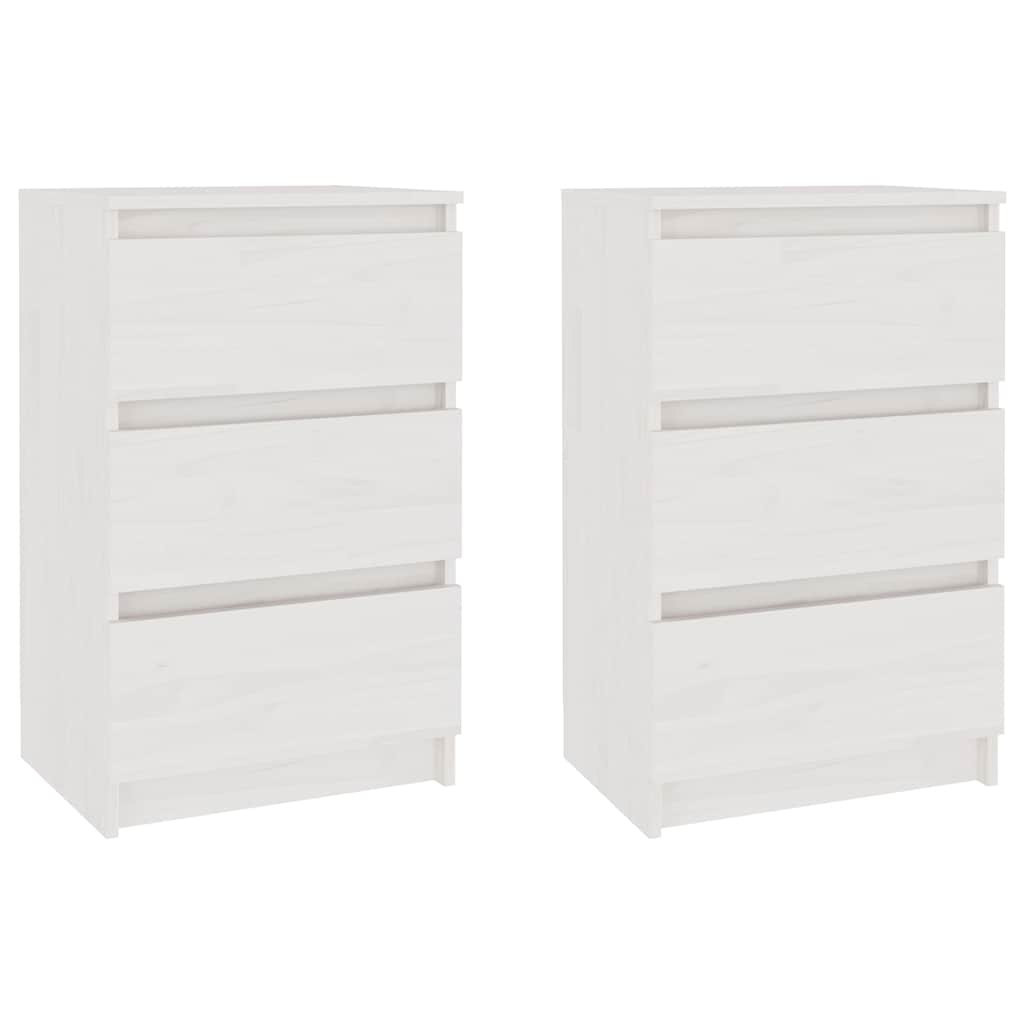 sengeborde 2 stk. 40x29,5x64 cm massivt fyrretræ hvid