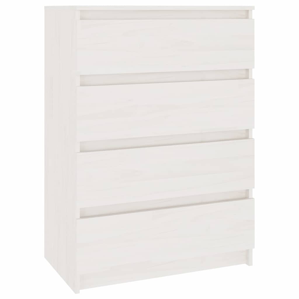 kommode 60x36x84 cm massivt fyrretræ hvid