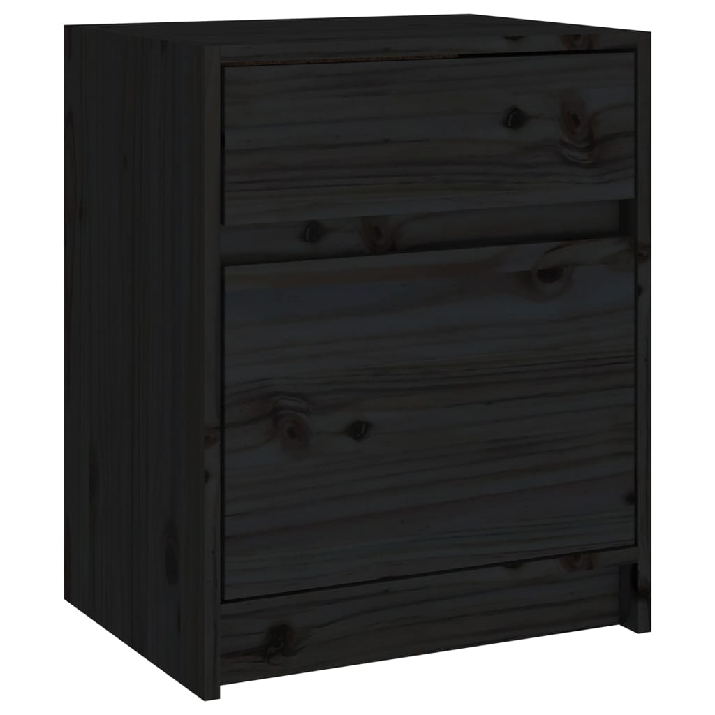 sengeskabe 2 stk. 40x31x50 cm massivt fyrretræ sort