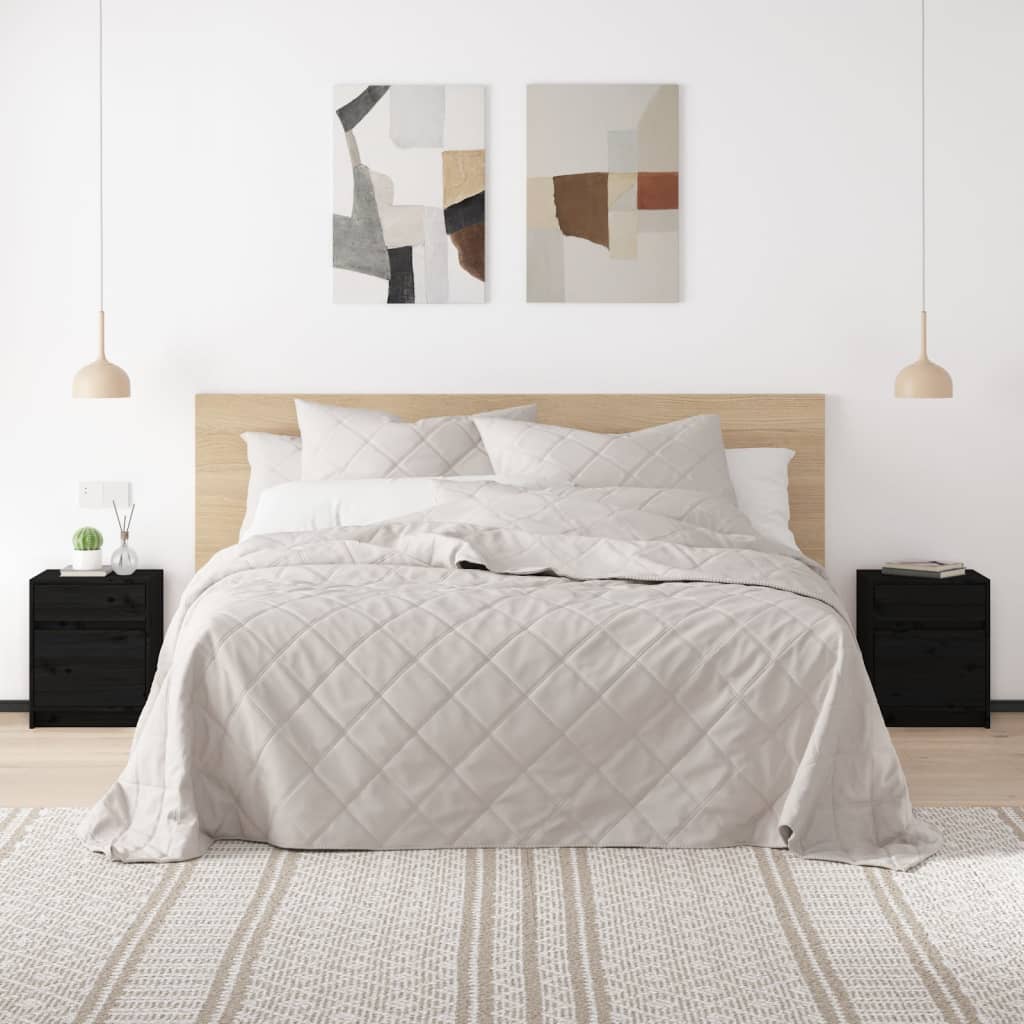 sengeskabe 2 stk. 40x31x50 cm massivt fyrretræ sort