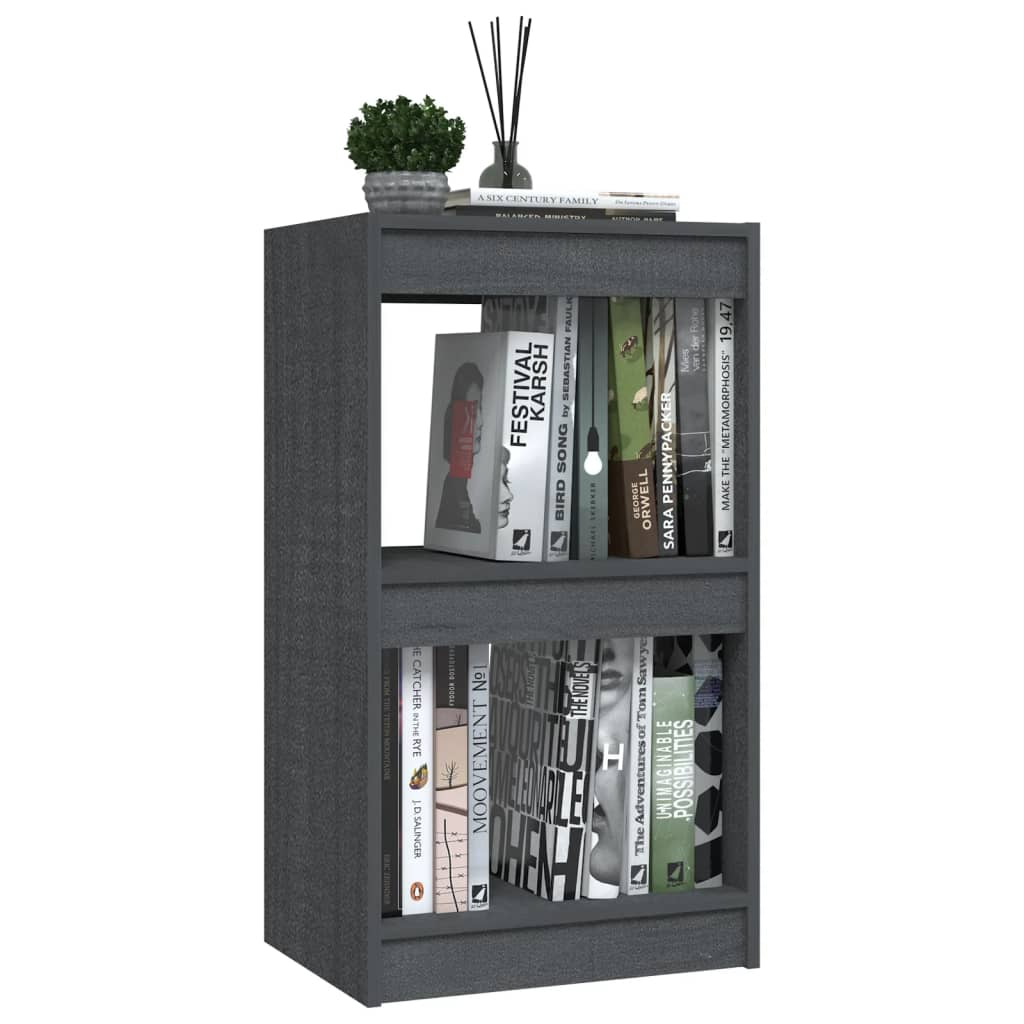 bogreol 40x30x71,5 cm massivt fyrretræ grå