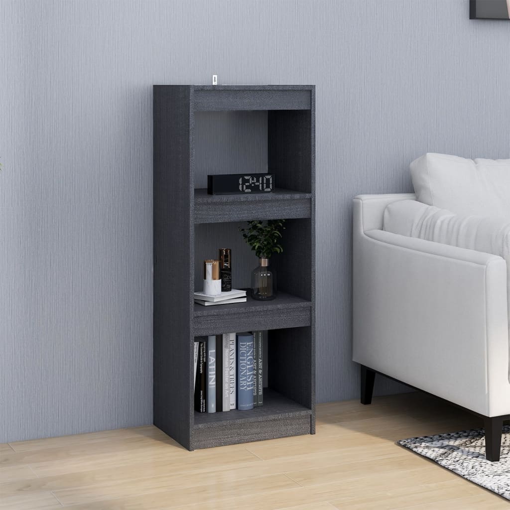 bogskab/rumdeler 40x30x103,5 cm massivt fyrretræ grå