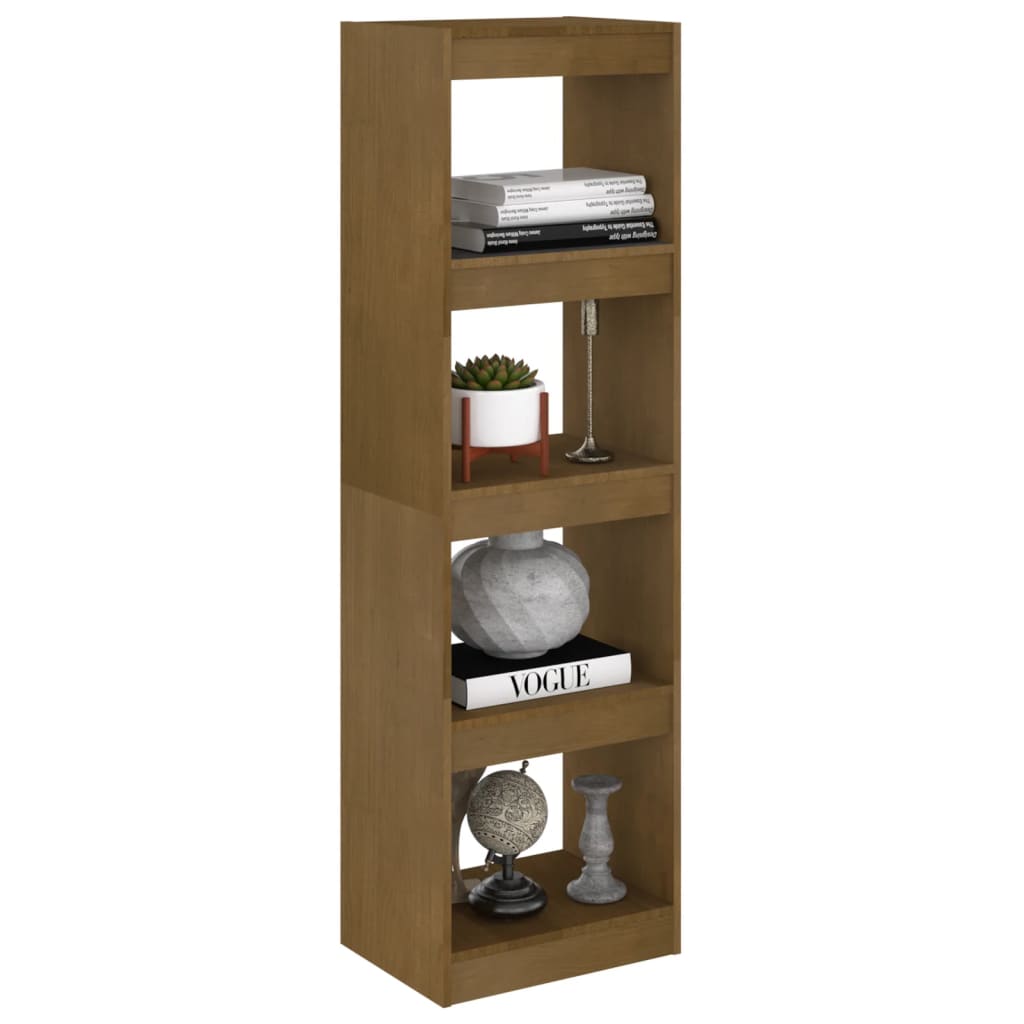 bogreol/rumdeler 40x30x135,5 cm massivt fyrretræ gyldenbrun