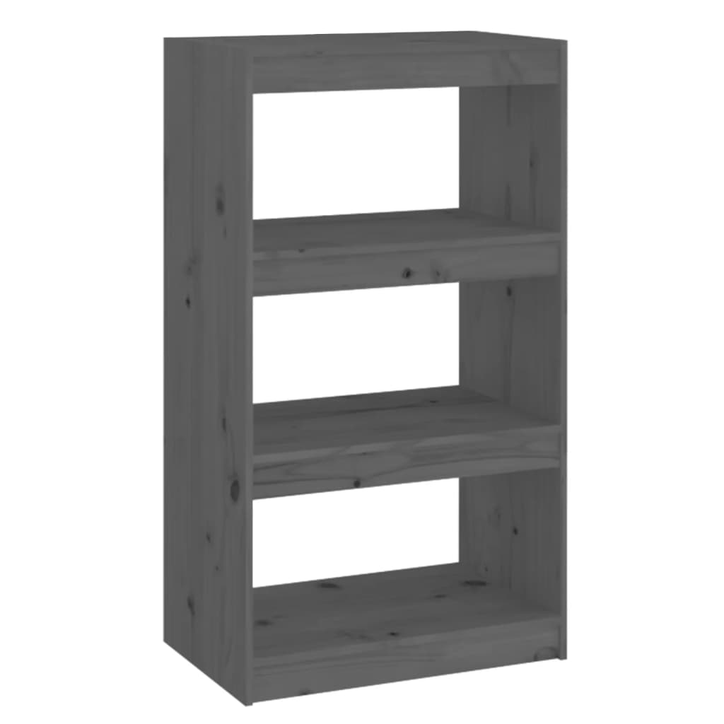 bogreol/rumdeler 60x30x103,5 cm massivt fyrretræ grå