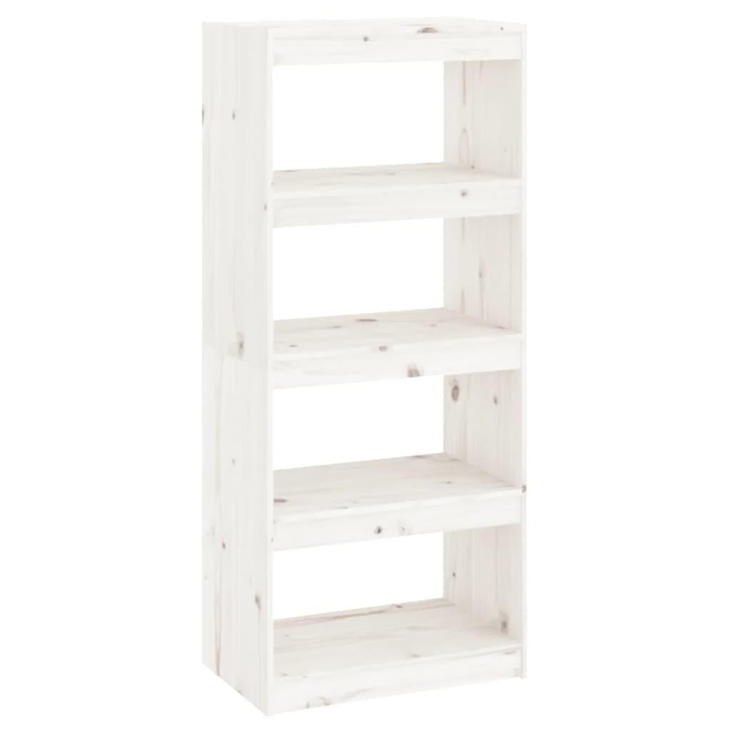 bogreol/rumdeler 60x30x135,5 cm massivt fyrretræ hvid