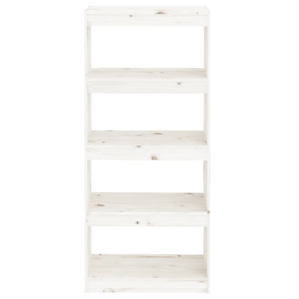 bogreol/rumdeler 60x30x135,5 cm massivt fyrretræ hvid